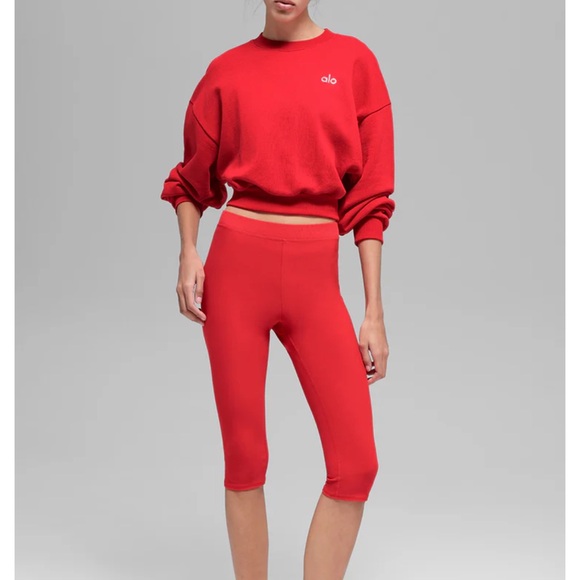 ALO Yoga cropped accolade crewneck bright Red - Picture 5 of 8